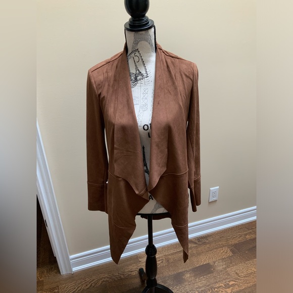 MELANIE LYNE Suede Brown Open Duster Jacket Dressy Women’s Size 4 BRAND NEW - Picture 16 of 16